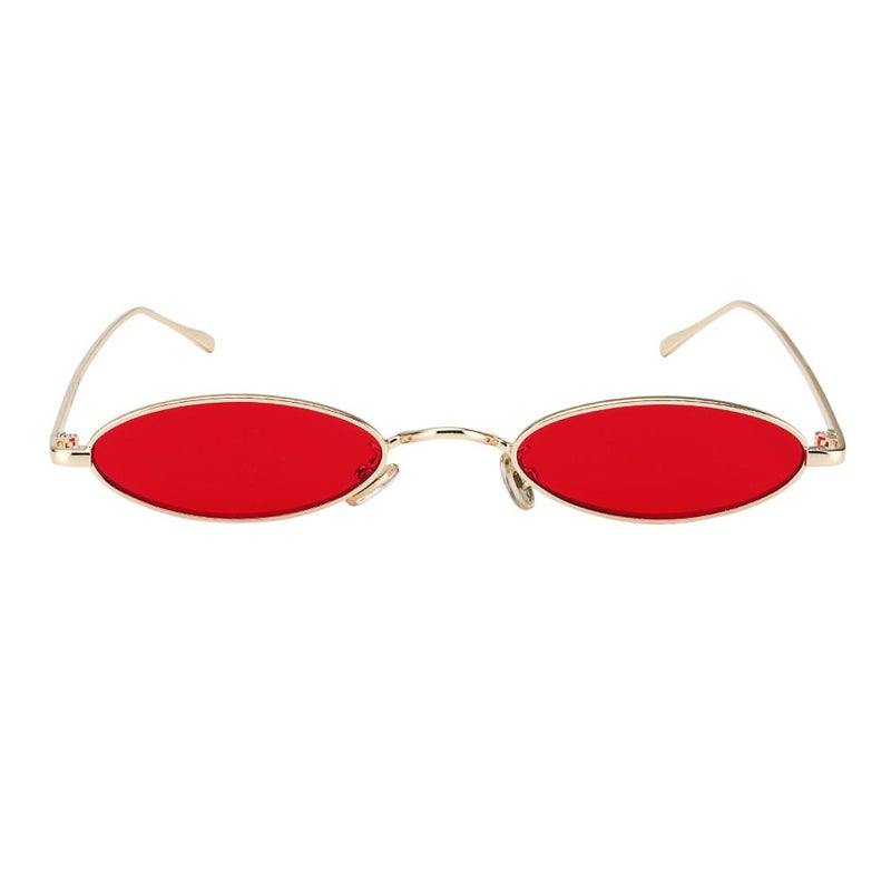 MEETSUN Vintage 90s Small Oval Sunglasses For Women Men Metal Frames Designer Gothic Glasses (C40-Gold-Red) - Image 5